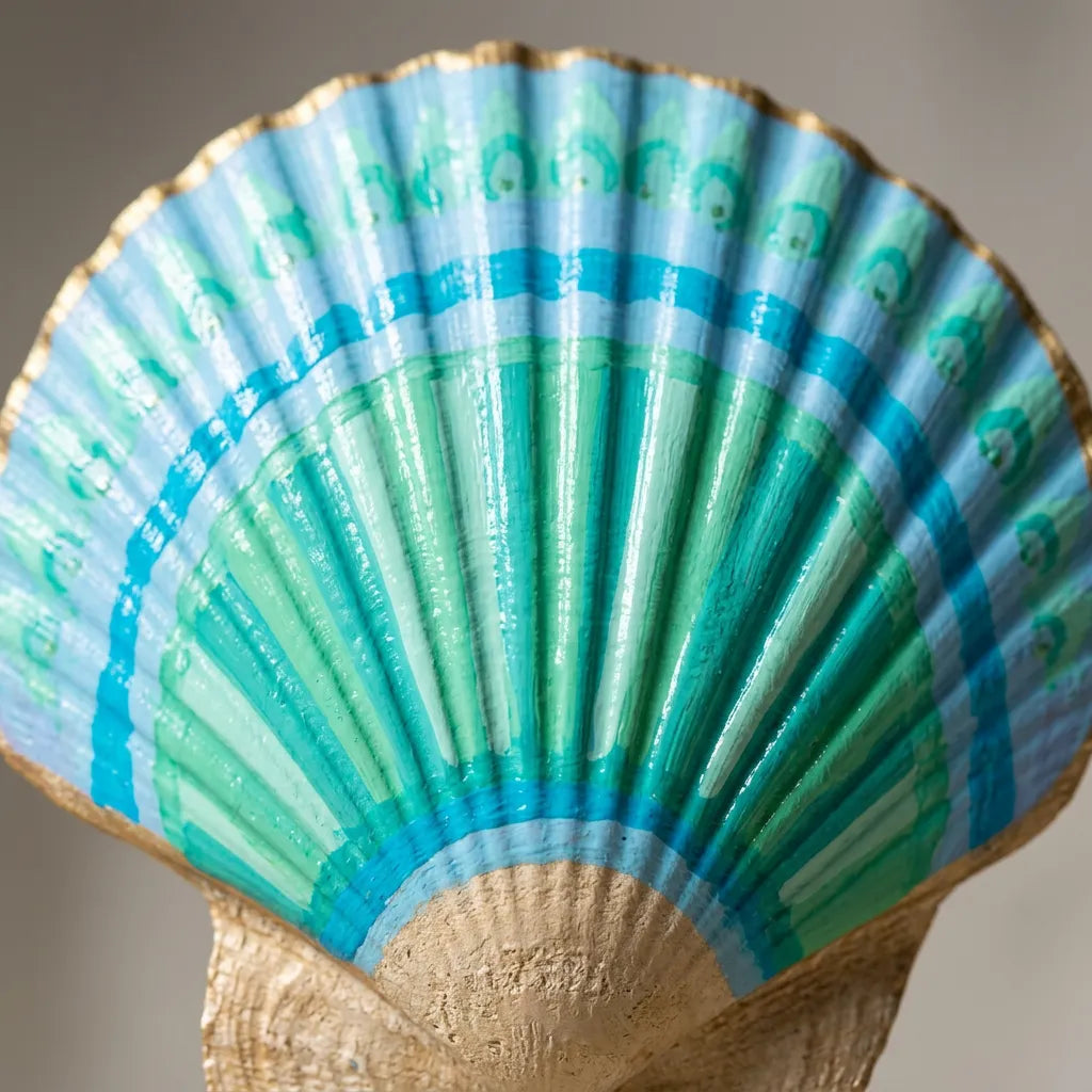 Vertical Hand Painted Seashell Artwork