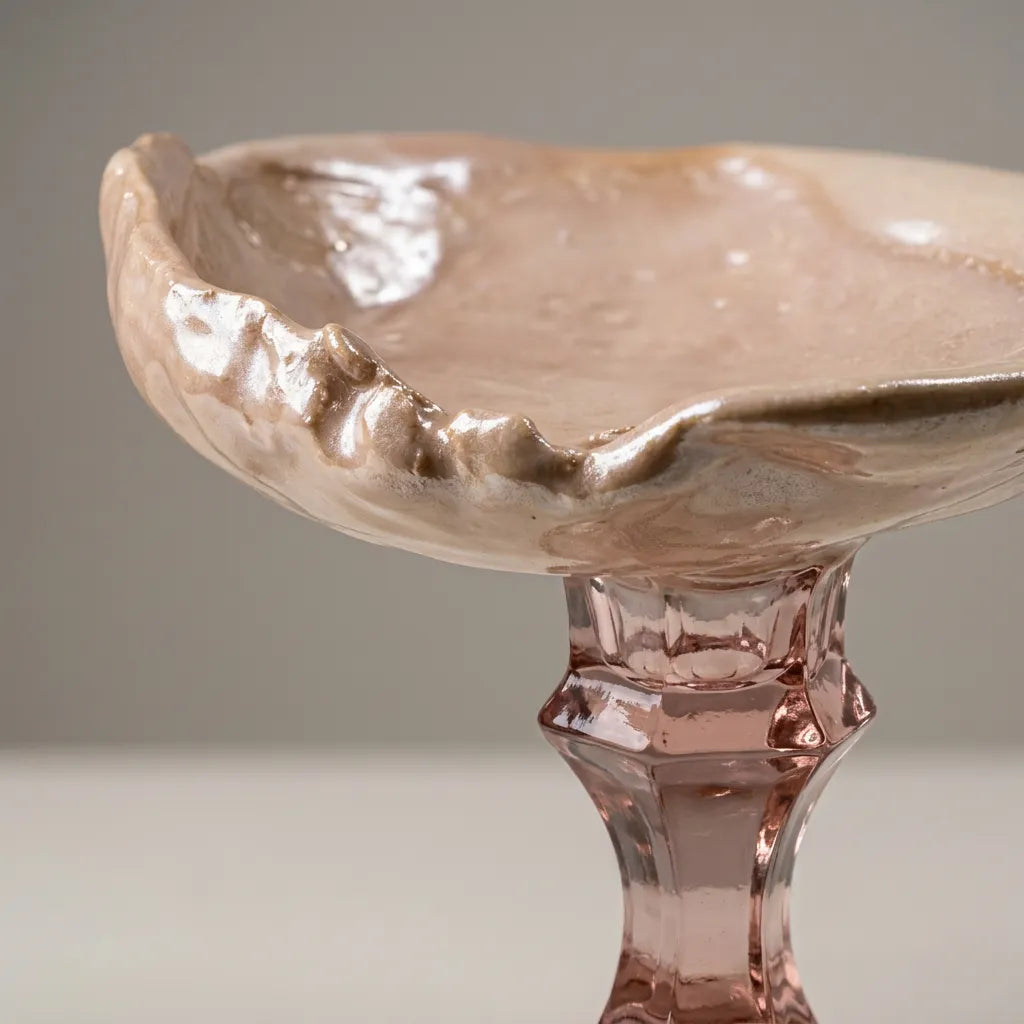 Shell Dish with Pink Glass Base