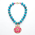 Texan Star Shell Turquoise Beaded Pendant Necklace