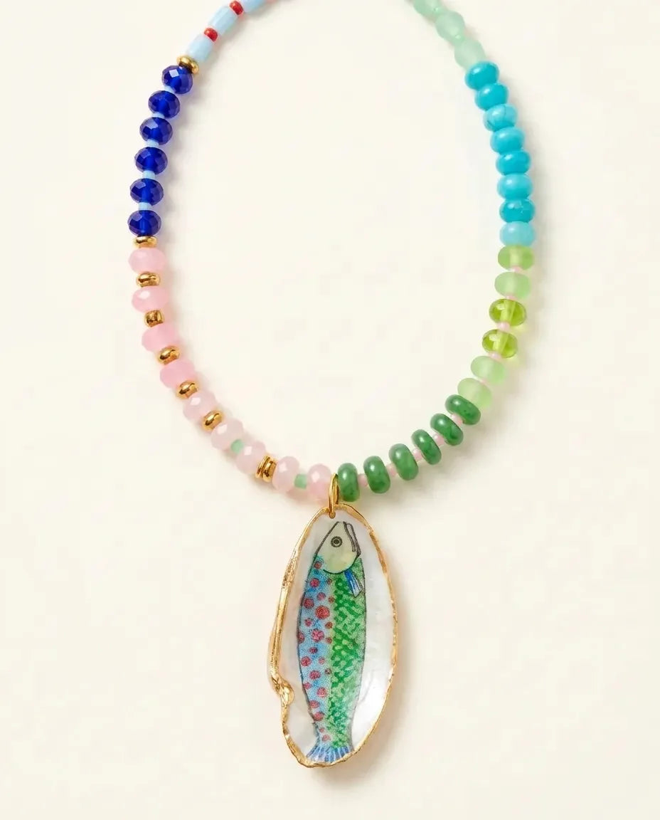 Beaded Shell Pendant Neckalce