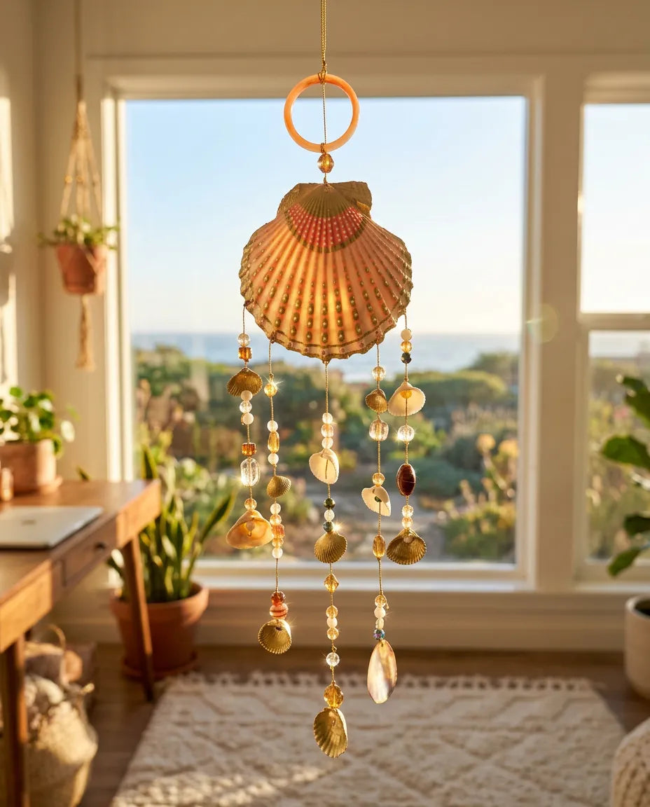 Double Sided Shell Sun Catcher Art Mobile