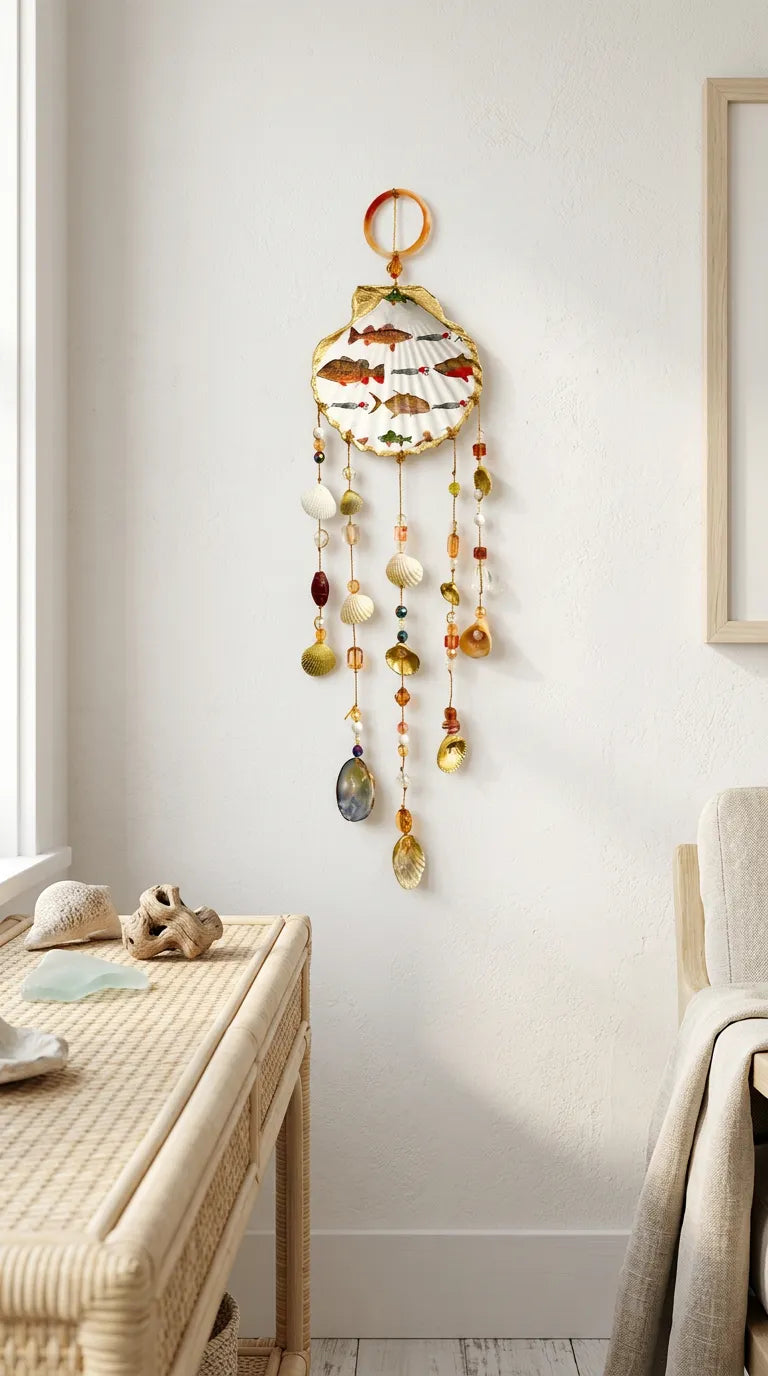 Double Sided Shell Sun Catcher Art Mobile