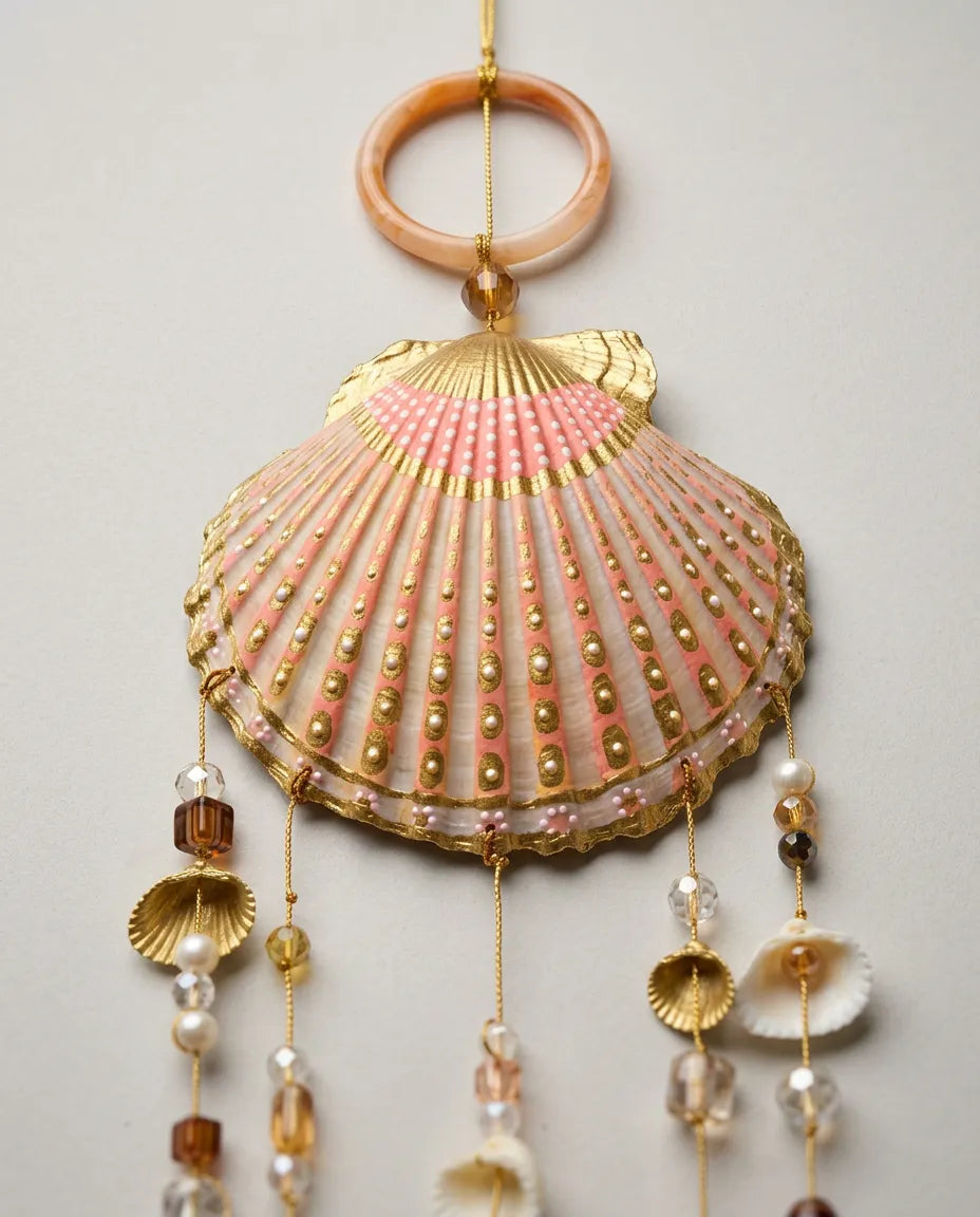 Double Sided Shell Sun Catcher Art Mobile