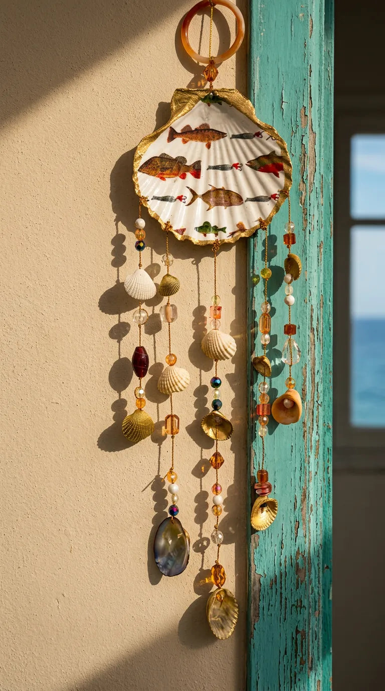 Double Sided Shell Sun Catcher Art Mobile