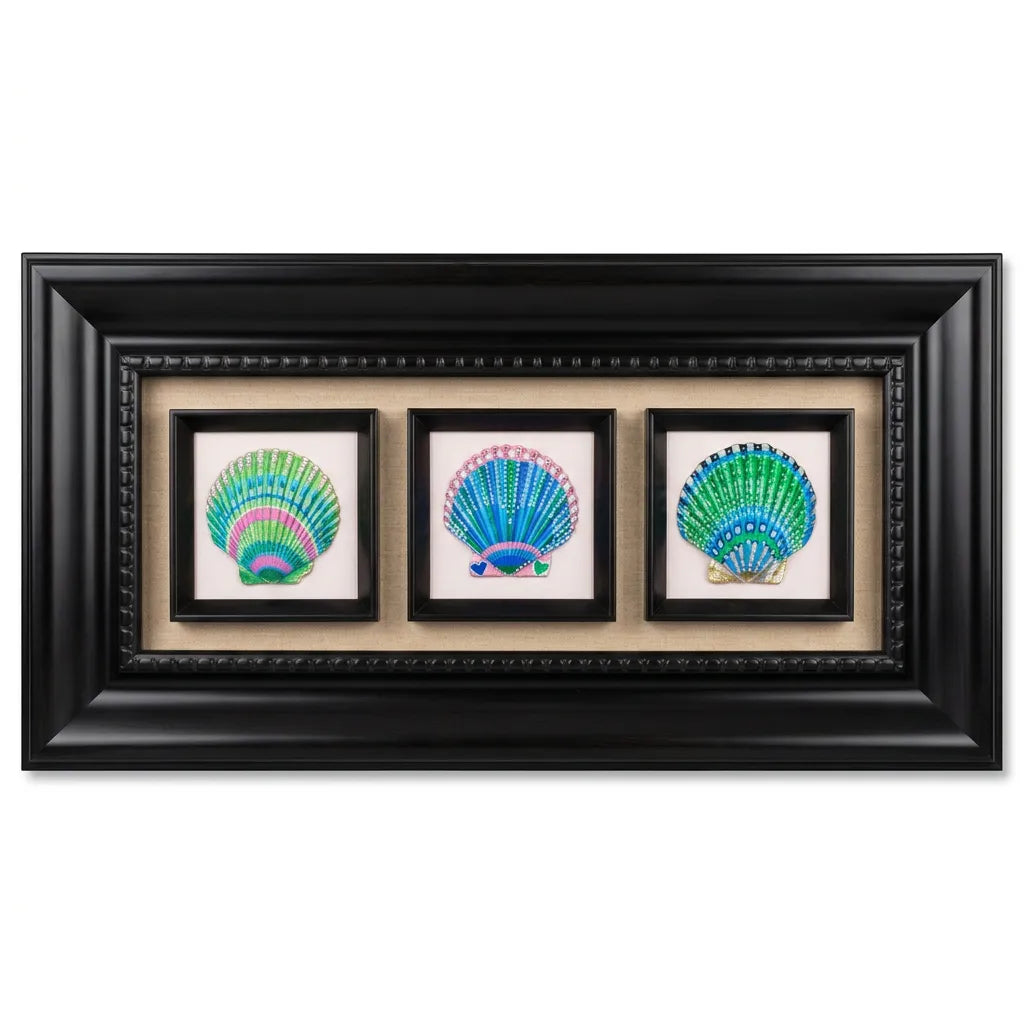 Triple Shell Hand Painted Wall Art