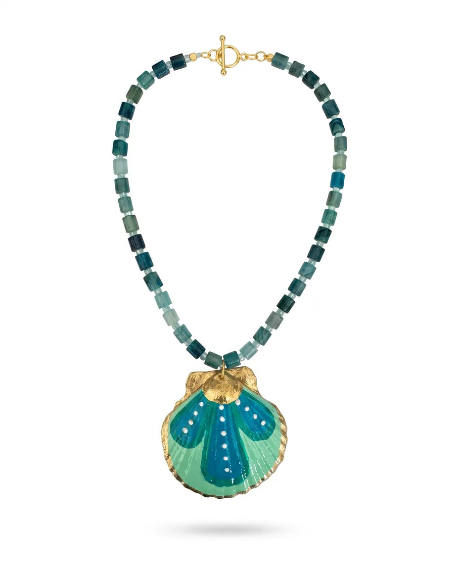 Ocean Shell Beaded Pendant Necklace