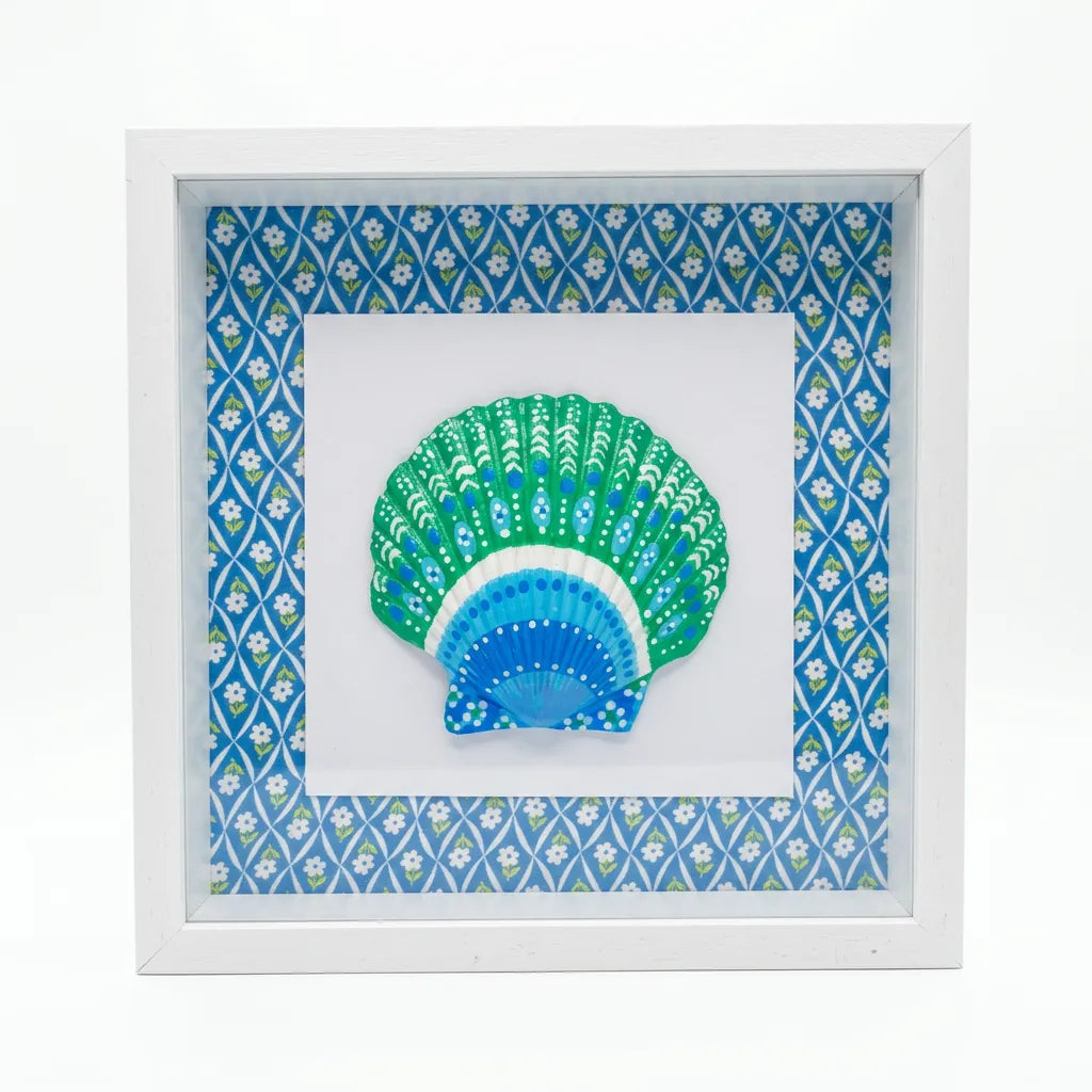 Shell Shadow Box - Blue Flora
