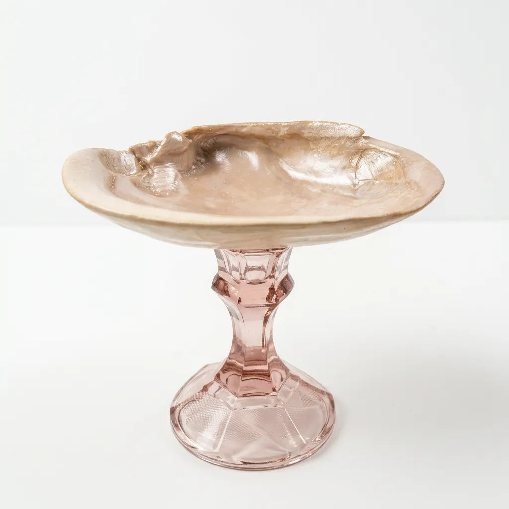 Shell Dish with Pink Glass Base