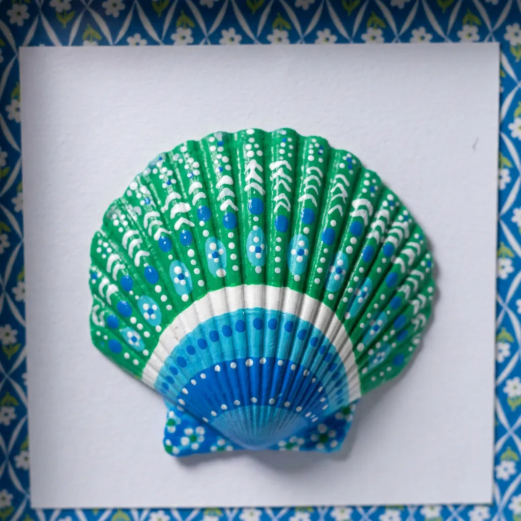 Shell Shadow Box - Blue Flora
