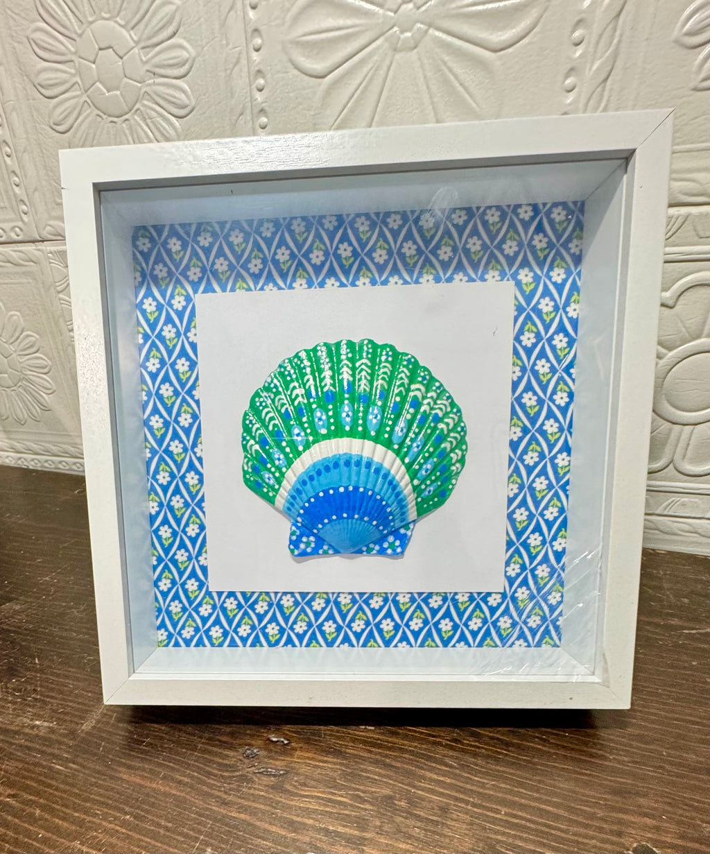 Shell Shadow Box - Blue Flora